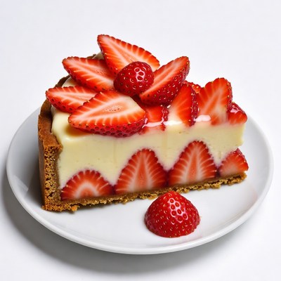 Strawberry Cheesecake Slice on Plate