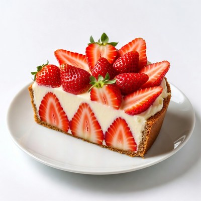 Strawberry Cheesecake Slice on Plate