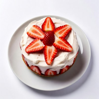Strawberry Cream Cake on Plate
