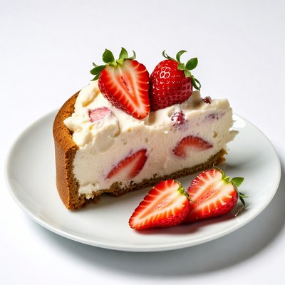 Strawberry Cheesecake Slice on Plate