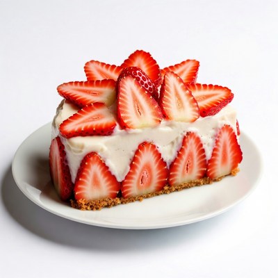 Strawberry Cheesecake on White Plate