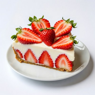 Strawberry Cheesecake Slice on Plate