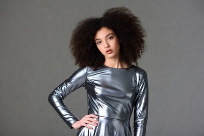 African-American woman in silver dress