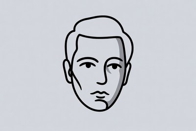Line drawing of man's face