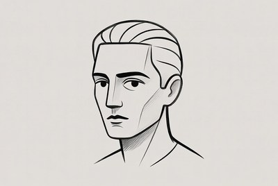 Line drawing of man's face