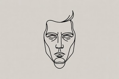 Minimalist line art man face