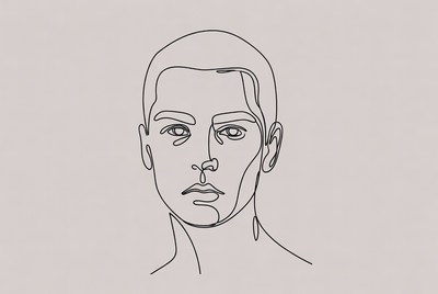 Line art portrait of man