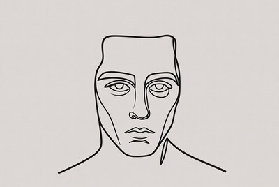Minimalist line art man portrait