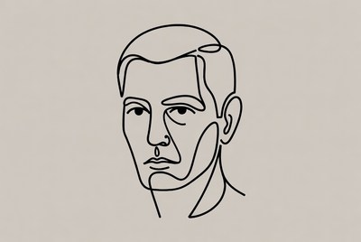 Minimalist line art man portrait