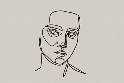 Line art portrait of man