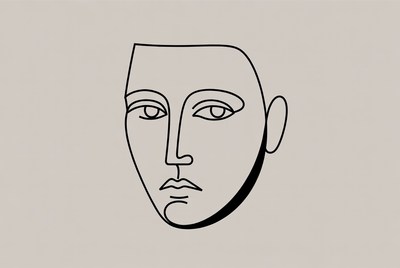 Minimalist line art male face