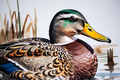 Mallard Duck in Watercolor