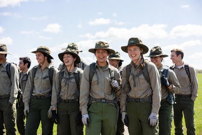 Group of park rangers smiling outdoors