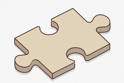 Single beige puzzle piece illustration