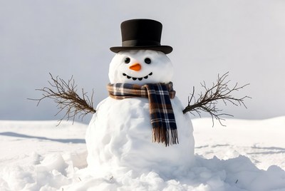 Snowman with top hat and scarf