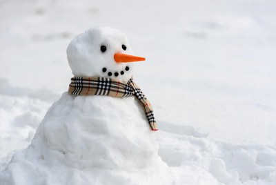 Snowman with plaid scarf