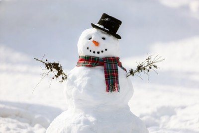 Snowman with scarf and top hat