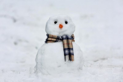 Snowman with plaid scarf