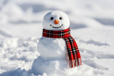 Snowman with red plaid scarf