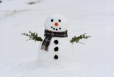 Snowman with scarf and branches