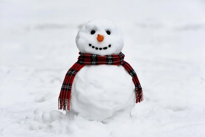 Snowman with plaid scarf