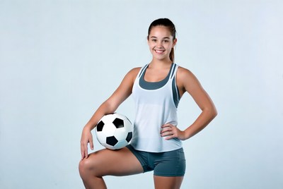 Girl holding soccer ball