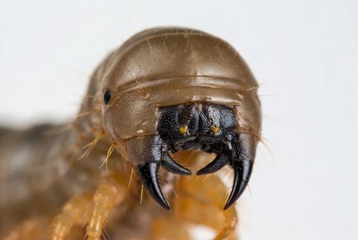 Close-up of brown centipede head