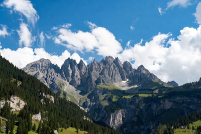 Majestic Dolomites Mountains with Forests