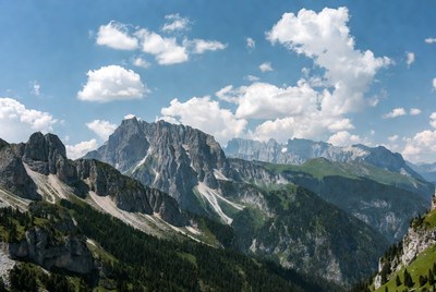 Majestic Mountain Range with Clouds
