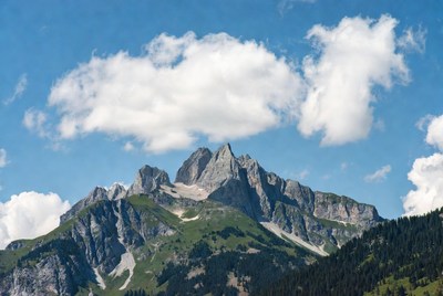 Majestic Mountain Peak with Clouds