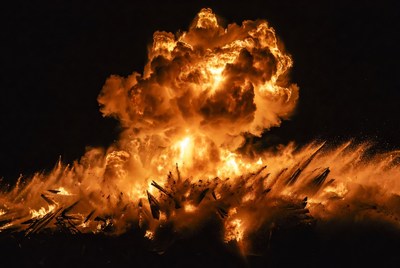 Massive fiery explosion cloud