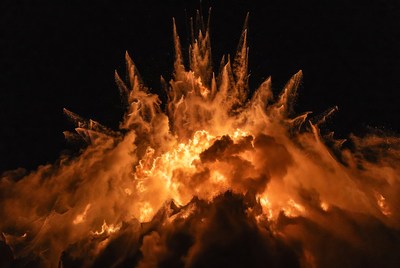 Massive Orange Fire Explosion Burst