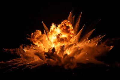 Massive fiery explosion blast