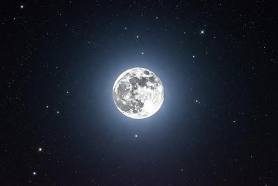 Full Moon in Starry Night Sky