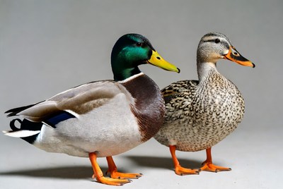 Male and Female Mallard Ducks Standing