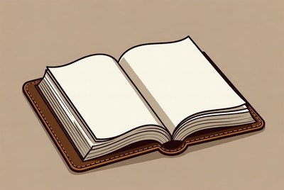 Open Leather Blank Book Illustration
