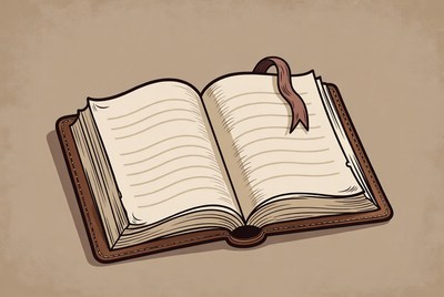 Open notebook with bookmark