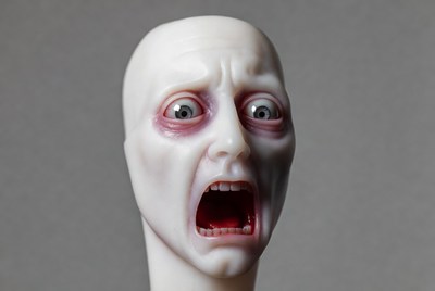 Terrified White Ball-Jointed Doll Head
