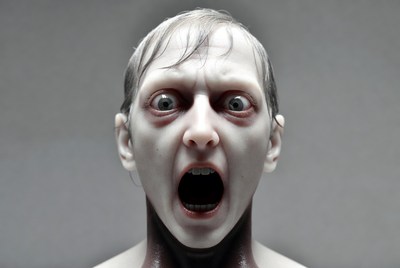 Man screaming with wide eyes
