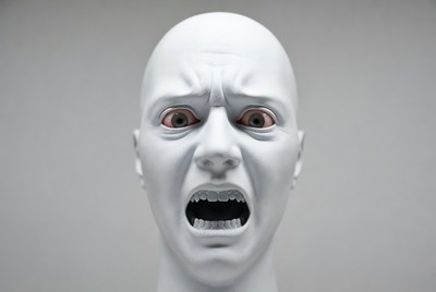 White mannequin screaming face