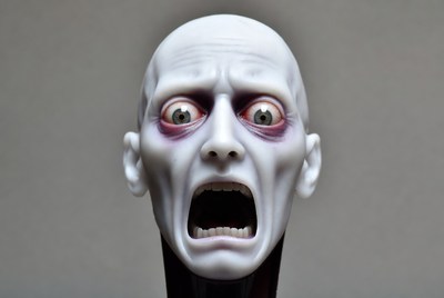 Terrified Zombie Head Screaming