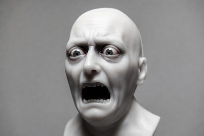 Terrified White Man Bust Screaming