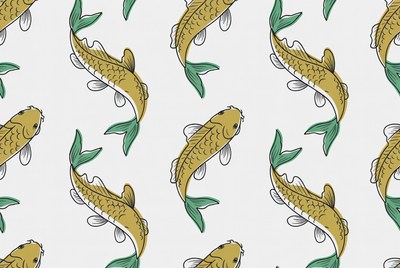 Golden Koi Fish Pattern Illustration