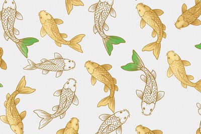 Golden Koi Fish Pattern Illustration