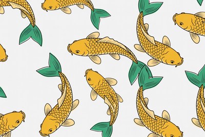 Golden Koi Fish Pattern Illustration