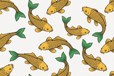 Yellow Koi Fish Pattern Illustration