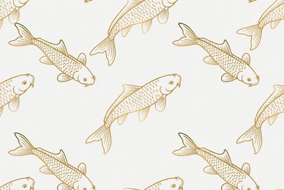 Gold Koi Fish Seamless Pattern