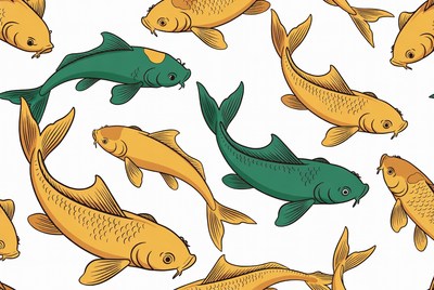 Colorful Koi Fish Pattern Illustration