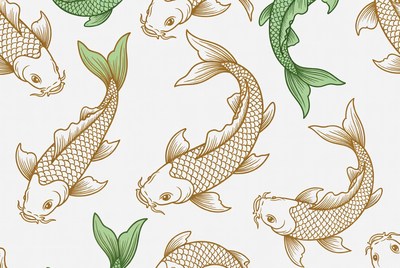 Koi Fish Seamless Pattern