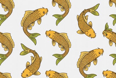 Yellow Koi Fish Pattern Illustration